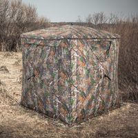 Draagbare Jachthut Instant Jachttent voor 2 tot 3 Personen / 270 Graden Vrij Uitzicht / Geruisloos Schuifraam / Draagtas Camouflage
