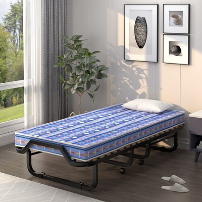 80 x 200 cm Logeerbed Inklapbaar Opvouwbaar Vouwbed met Matras van Traagschuim Opklapbed Gemaakt in Italië (Blauw)