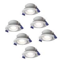 Set van 6 Lima LED inbouwspots - 5 Watt 400 lumen - 6000K daglicht wit - GU10 - Dimbaar - Rond - Kantelbaar - IP65 waterdicht - Wit - Voor binnen, buiten en badkamer