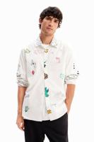 Shirt met illustraties en boodschappen - WHITE - XXL