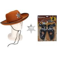 Cowboy verkleed accessoire set - bruin - voor kinderen - 3-delig