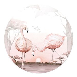 Behangcirkel Afrikaanse Dieren Flamingo's 100 Zelfklevend Textielbehang