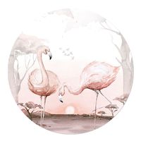 Behangcirkel Afrikaanse Dieren Flamingo's 140 Zelfklevend Textielbehang