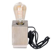 Tafellamp Hout - grijsbruin - hout - IP20 schakelaar - 8 x 8 x 12 cm - inclusief LED Retro