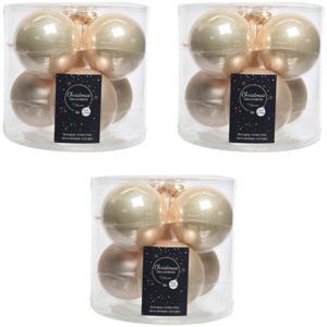 Decoris Kerstballen - 18x - glas - 6 stuks - champagne - 8 cm