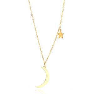 Hippe dames ketting Moon Star Goudkleurig