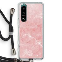Roze marmer: Sony Xperia 5 III Transparant Hoesje met koord
