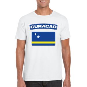 T-shirt met Curacaose vlag wit heren