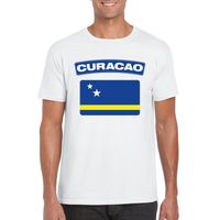 T-shirt met Curacaose vlag wit heren