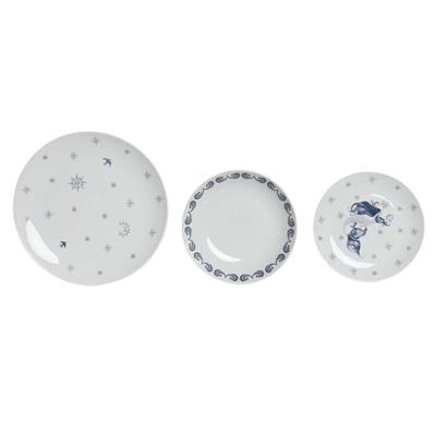 Serviesset DKD Home Decor Blauw Wit Porselein 18 Onderdelen 27 x 27 x 3 cm (2 Stuks)