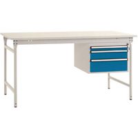 Manuflex BB5261.5007 Compleet bijzettafel basis stationair met melamine schijf + behuizing onderbouw, bxdxh: 1000 x 800 x 780 mm Stralend blauw (RAL 5007) - thumbnail
