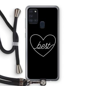 Best heart black: Samsung Galaxy A21s Transparant Hoesje met koord
