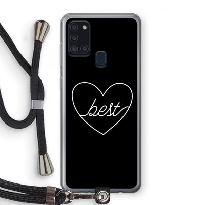 Best heart black: Samsung Galaxy A21s Transparant Hoesje met koord