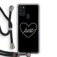 Best heart black: Samsung Galaxy A21s Transparant Hoesje met koord Best heart black: Samsung Galaxy A21s Transparant Hoesje met koord