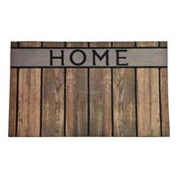 Deurmat - met print - rubber - houtlook - bruin - 45 x 75 cm - schoonloopmat