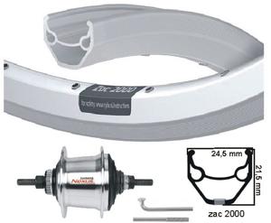 Kgs achterwiel 28 inch 622 zilver/zilver nexus 7 disk centerlock