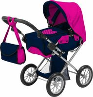 Amia Heart poppenwagen, blauw- magenta Amia Heart poppenwagen, blauw- magenta