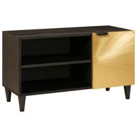 TV-kast Zwart en Goud 80 x 33 x 46 cm massief mangohout