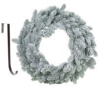 Kerstkrans groen met sneeuw 46 cm kunststof incl. deurhanger