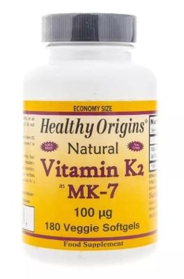 Natural Vitamin K2 as MK-7 100 mcg (180 Veggie Softgels) - Healthy Origins