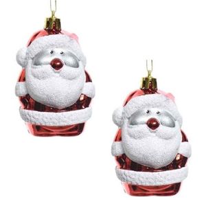 2x Kersthangers figuurtjes kerstman 8 cm