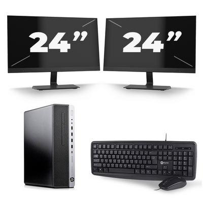 HP EliteDesk 800 G3 SFF - Intel Core i5-6e Generatie - 8GB RAM - 256GB SSD - Windows 11 + 2x 24 inch Monitor
