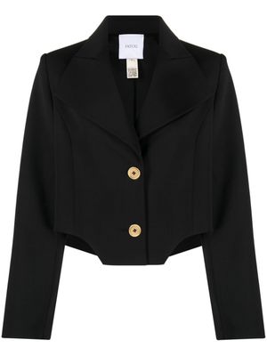 Patou blazer crop en laine vierge mélangée - Noir