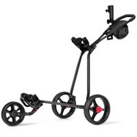 3-Wiel Golfkar Opvouwbare Lichtgewicht Ijzeren Golfkar met Verstelbaar TPR-Handvat Metalen Golf Duwkar Zwart 3-Wiel Golfkar Opvouwbare Lichtgewicht Ijzeren Golfkar met Verstelbaar TPR-Handvat Metalen Golf Duwkar Zwart