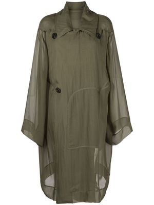 Rick Owens trench en soie à effet de transparence - Vert