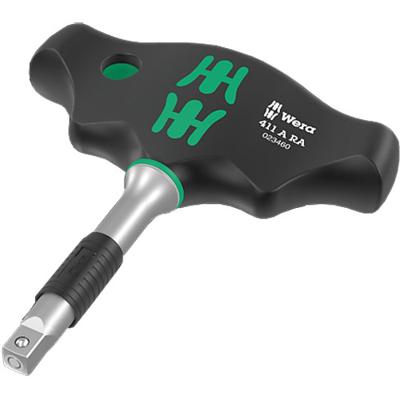 Wera 411 A RA T-greep adapterschroevendraaier met ratelfunctie, 1/4"