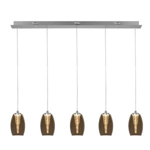 Nebula 5 lichts balk amber hanglamp