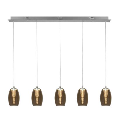 Nebula 5 lichts balk amber hanglamp