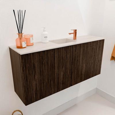 Toiletmeubel Mondiaz Joya Dlux | 90 cm | Meubelkleur Walnut | Faye wastafel Meli Wasbak Midden | 1 kraangat
