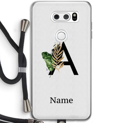 Charcoal Flora: LG V30 Transparant Hoesje met koord
