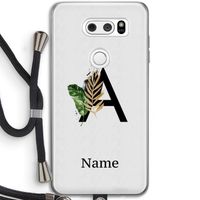 Charcoal Flora: LG V30 Transparant Hoesje met koord