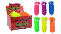 John Toy Fluffy worm met grote ogen 28cm
