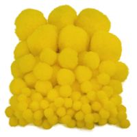 Pompons - 100x - geel - 10-45 mm - hobby/knutsel materialen - thumbnail