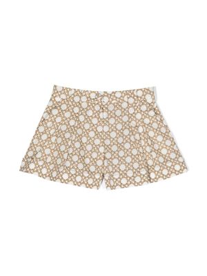 Mi Mi Sol short en coton à imprimé géométrique - Blanc