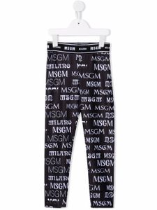 MSGM Kids legging à logo imprimé - Noir