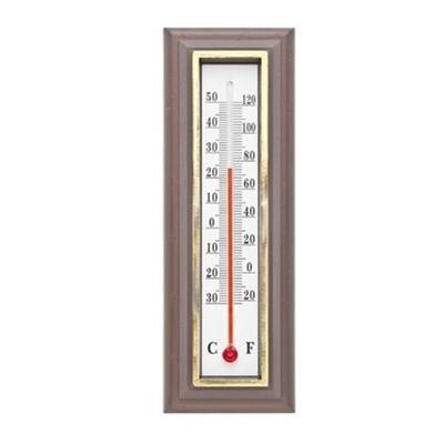 Thermometer - donkerbruin - 5 x 16 cm - binnen en buiten - celcius/fahrenheit