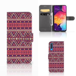 Samsung Galaxy A50 Telefoon Hoesje Aztec Paars