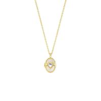 Verguld Zilveren Ketting met Hart Medaillon - Parelmoer - 42+3 cm