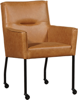 Cognac leren moderne eetkamerstoel Lucky - Vintage Leer Cognac (cognac leer)