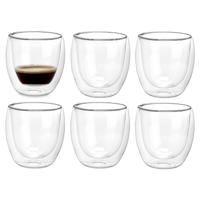 Vivalto dubbelwandige koffieglazen/theeglazen?- 12x stuks - Borosilicaat glas - 246 ml