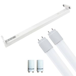 LED TL Armatuur met T8 Buis Incl. Starter - Aigi Dybolo - 60cm Dubbel - 16W - Natuurlijk Wit 4200K - Beschermingsgraad