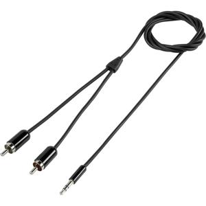 SpeaKa Professional SP-7870480 Cinch / Jackplug Audio Aansluitkabel [2x Cinch-stekker - 1x Jackplug male 3,5 mm] 0.80 m Zwart SuperSoft-mantel