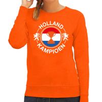 Oranje fan sweater voor dames - Holland kampioen met beker - Holland - Nederland supporter