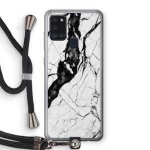 Witte marmer 2: Samsung Galaxy A21s Transparant Hoesje met koord