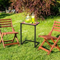 C-Vormige Bijzettafel voor Buiten met Keramisch Blad Terrastafel met Metalen Frame Waterdichte & Roestbestendige Salontafel voor Tuin