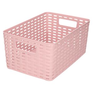 Plasticforte Opbergmand - Kastmand - rotan kunststof - oud roze - 6 Liter - 19 x 29 x 13 cm   -